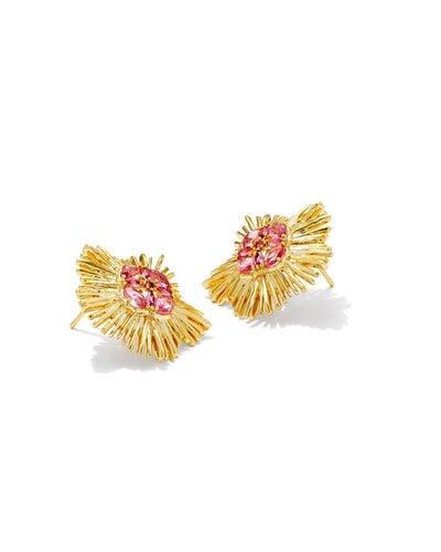 Kendra Scott Dira Gold Crystal Statement Stud Earrings in Pink Mix