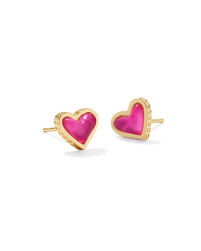 Kendra Scott Framed Ari Heart Gold Stud Earrings in Azalea Illusion