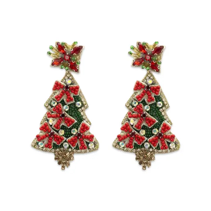 Pierce + Hide Glitzy Gemstone Christmas Tree Earrings