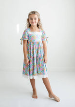 Load image into Gallery viewer, Girl's Vintage Floral &amp; Lace Tiered Dress