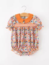 Load image into Gallery viewer, Fall Floral Smocked Petals Collar Girls Bubble Romper