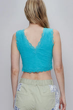 Load image into Gallery viewer, Sweet Lace Cropped Tank - Aqua