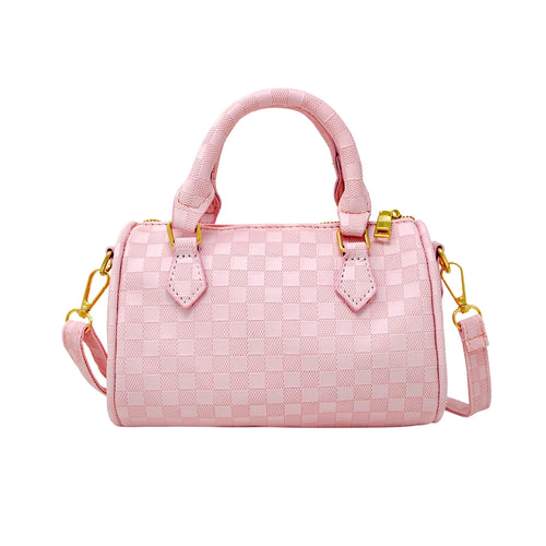 Checkered Children's Duffel Handbag - Pink