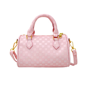 Checkered Children's Duffel Handbag - Pink