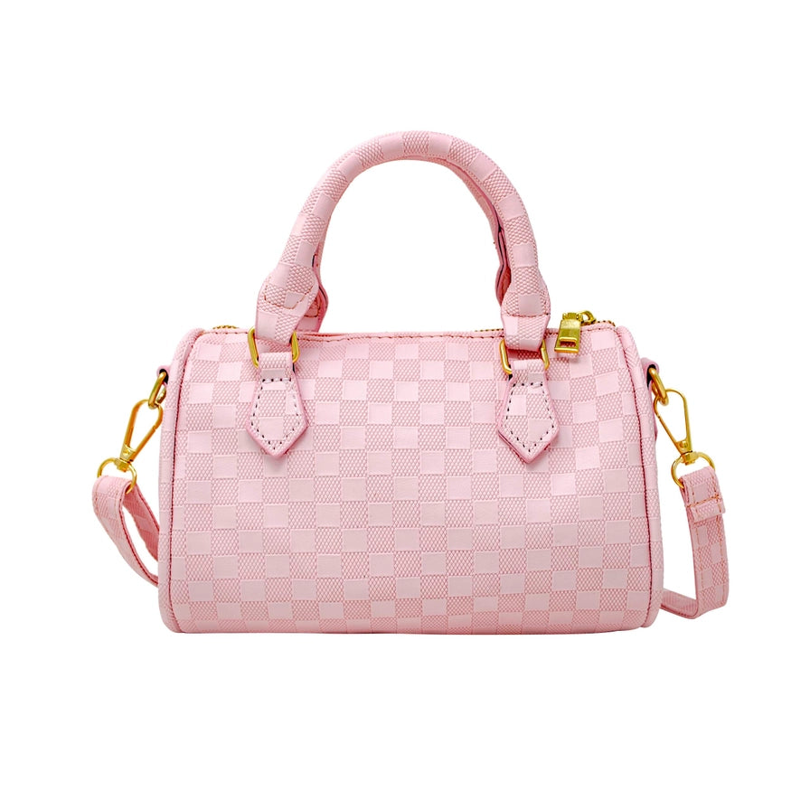 Checkered Children's Duffel Handbag - Pink