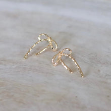 Load image into Gallery viewer, Pierce + Hide Textured Gold Ribbon Earrings