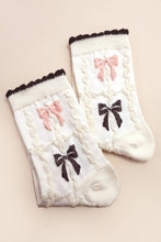 Load image into Gallery viewer, Cozy Bow &amp; Tulip Crew Ankle Socks