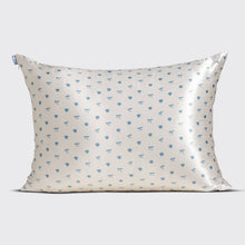 Load image into Gallery viewer, Standard Satin Pillowcase - Pearlized Cream &amp; Coastal Blue Print