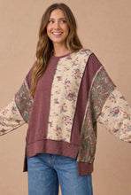 Load image into Gallery viewer, Bonnie Floral Waffle Top - Burgundy/Taupe