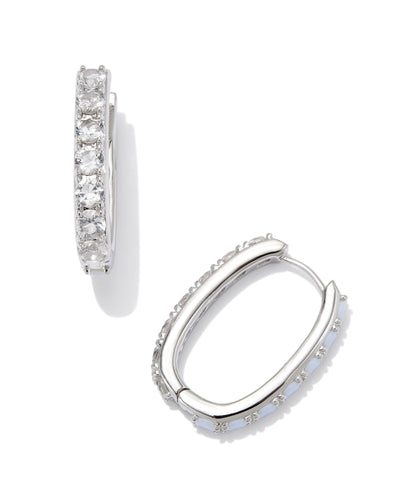 Kendra Scott Chandler Silver Hoop Earrings in White Opalite Mix