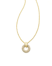 Load image into Gallery viewer, Kendra Scott Mikki Gold Pave Short Pendant Necklace in White Crystal