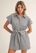 Load image into Gallery viewer, Saturdays Striped Romper - Black