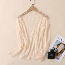 Load image into Gallery viewer, Veronica White Mesh Blouse - Long Sleeve Lace Top