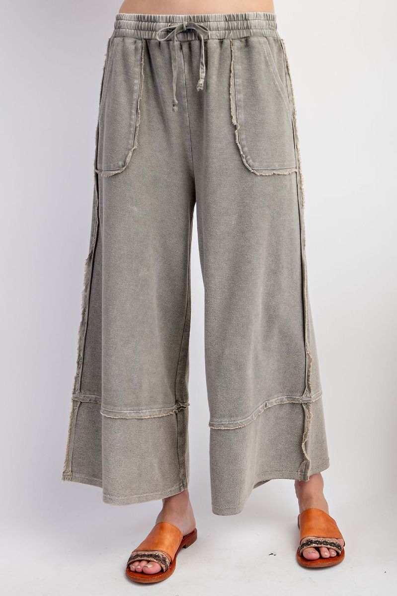 Terry Knit Palazzo Pants by Easel - Ash *Regular & Curvy*