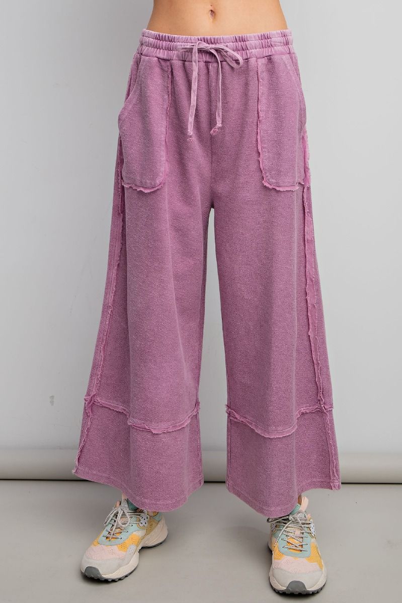 Terry Knit Palazzo Pants by Easel - Wild Berry