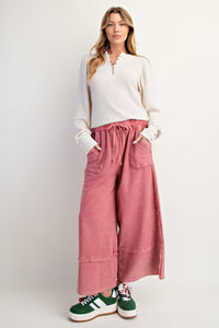Terry Knit Palazzo Pants by Easel - Boho Red