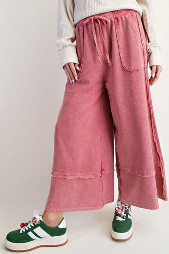 Terry Knit Palazzo Pants by Easel - Boho Red
