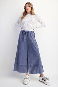 Terry Knit Palazzo Pants by Easel - Midnight Blue