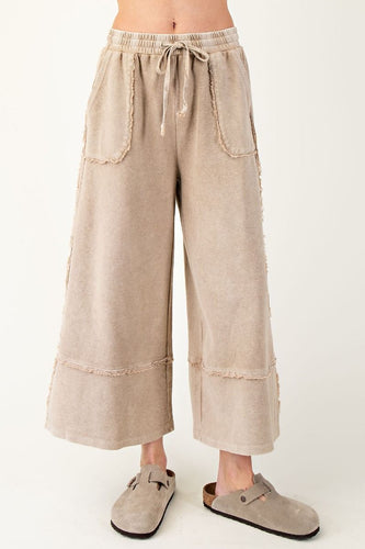 Terry Knit Palazzo Pants by Easel - Mushroom