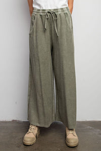 Terry Wide Leg Pants by Easel - Faded Olive