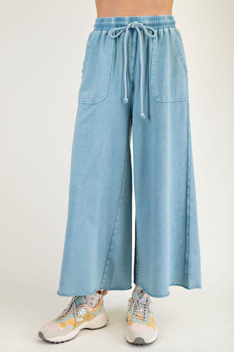 Demi Wide Leg Pants by Easel - Soft Teal *Curvy*