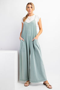 Free Spirit Wide Leg Jumpsuit - Dusty Blue