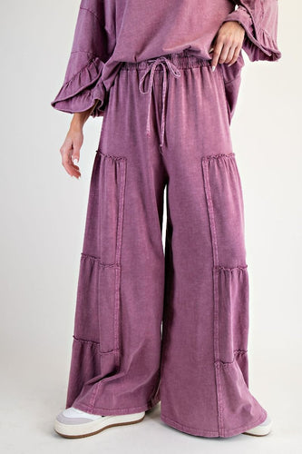 Remi Tiered Wide Leg Pants - Raspberry