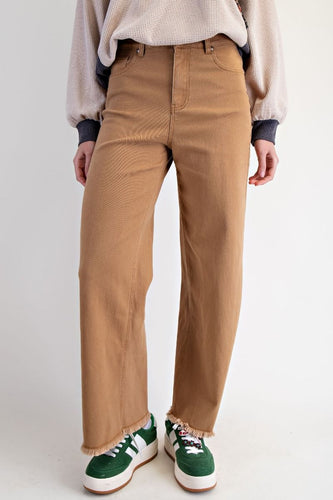 Cali Frayed Hem Pants - Camel