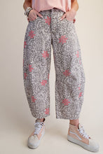 Load image into Gallery viewer, Animal Printed Washed Barrel Pants - Rose Stone