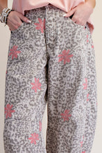 Load image into Gallery viewer, Animal Printed Washed Barrel Pants - Rose Stone