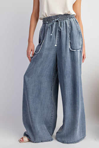 Lindsay Chambray Pants - Washed Denim