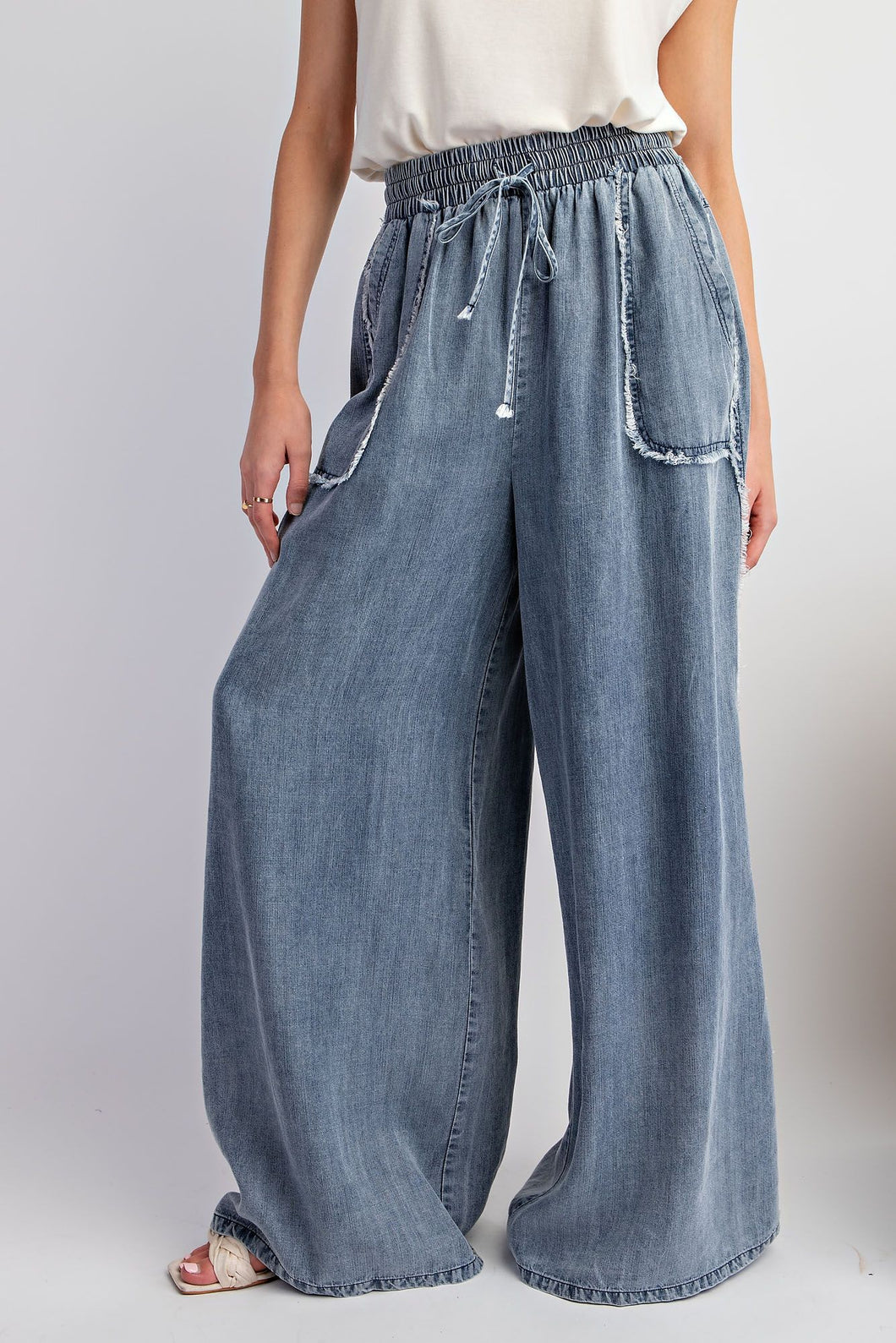 Lindsay Chambray Pants - Washed Denim