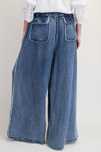 Lindsay Chambray Pants - Dark Washed Denim