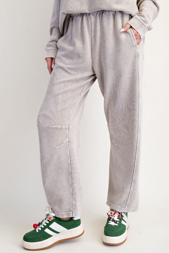 Relaxed Ribbed Pants - Heathered Grey
