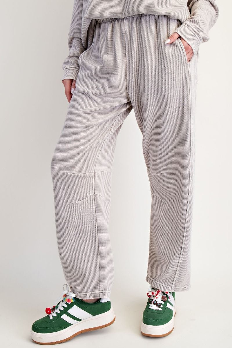Relaxed Ribbed Pants - Heathered Grey