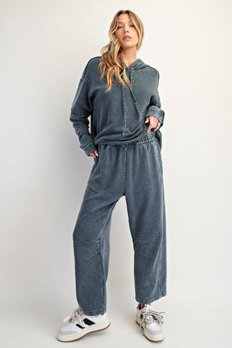 Relaxed Ribbed Hoodie - Smoke