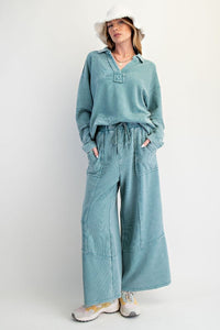 Asher Mineral Washed Pants by Easel - Faded Teal