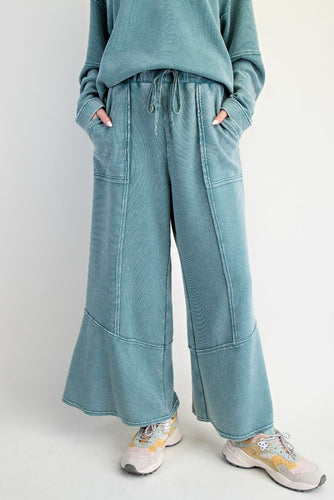 Asher Mineral Washed Pants by Easel - Faded Teal