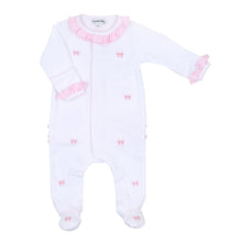 Load image into Gallery viewer, Magnolia Baby Ruffle Footie - Pink Bows