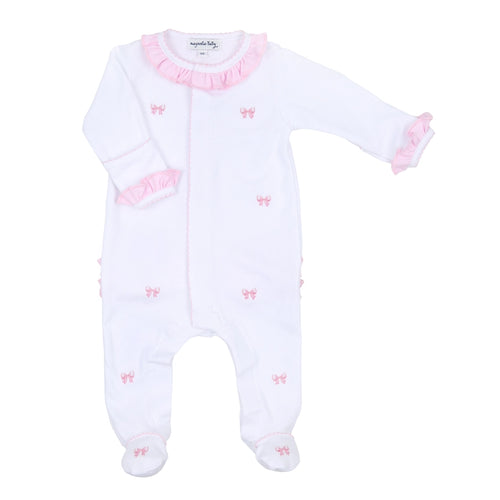 Magnolia Baby Ruffle Footie - Pink Bows