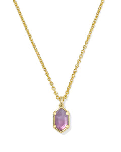 Kendra Scott Hallie Gold Short Pendant Necklace in Purple Watercolor Illusion