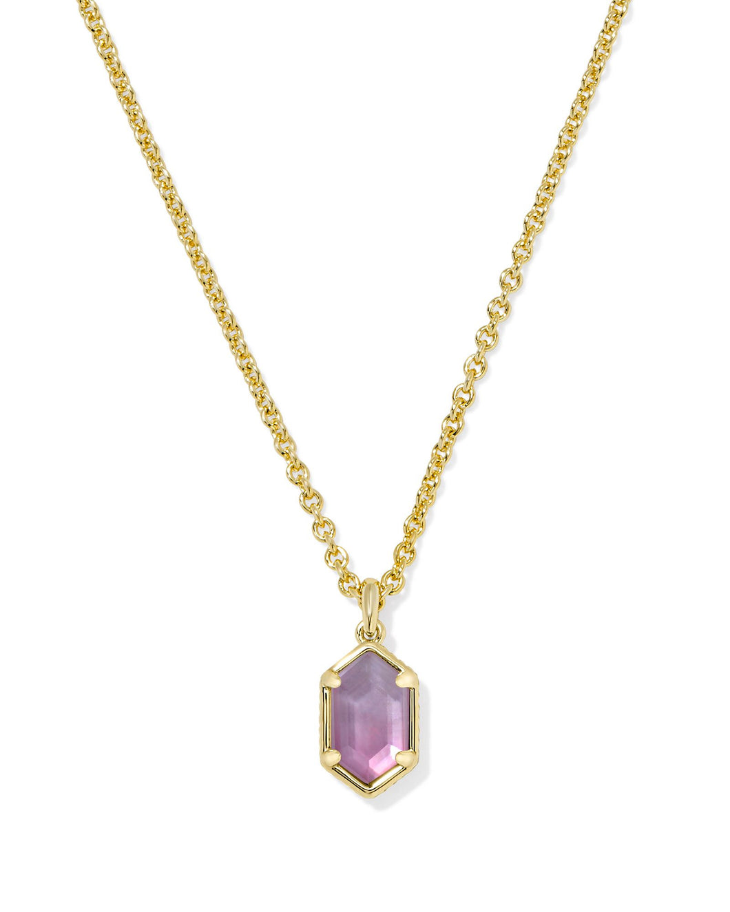 Kendra Scott Hallie Gold Short Pendant Necklace in Purple Watercolor Illusion