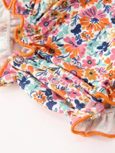 Load image into Gallery viewer, Fall Floral Smocked Petals Collar Girls Bubble Romper