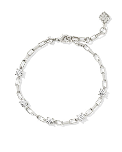Kendra Scott Lexi Silver Chain Bracelet in White Crystal
