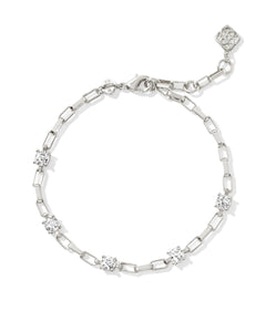 Kendra Scott Lexi Silver Chain Bracelet in White Crystal