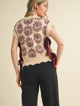 Load image into Gallery viewer, Fancy Floral Bow Tie Sweater Vest - Mauve Wine
