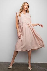 Cecily Button Top Dress - Blush