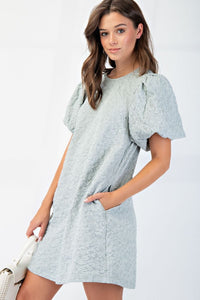 Scottie Puff Sleeve Dress - Dusty Sage