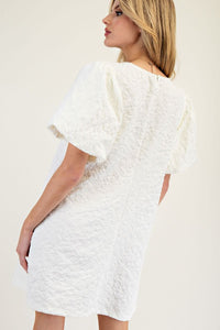 Scottie Puff Sleeve Dress - Off White