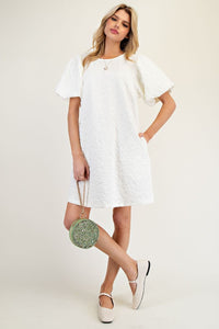 Scottie Puff Sleeve Dress - Off White
